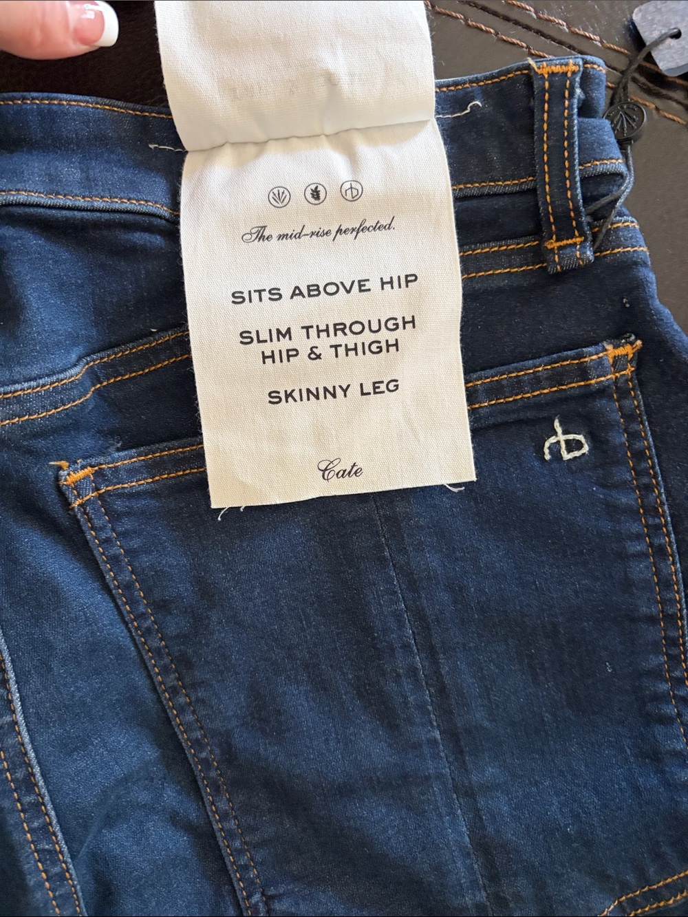 rag & bone Indigo Skinny Jeans with Faded Whiskering - Picture 3 of 4